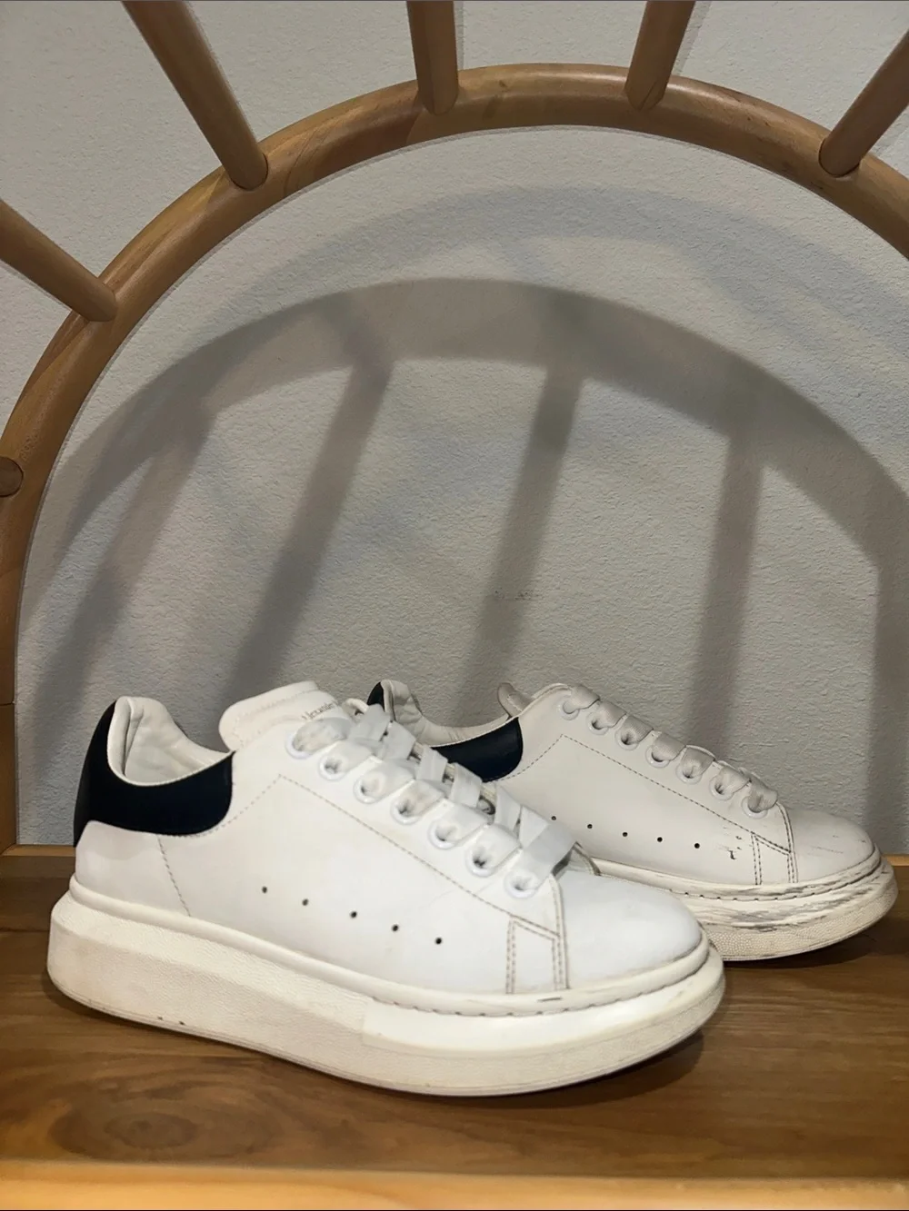 Alexander McQueen Women's Oversized Sneakers White/ Black 553770 Size 40 US 10